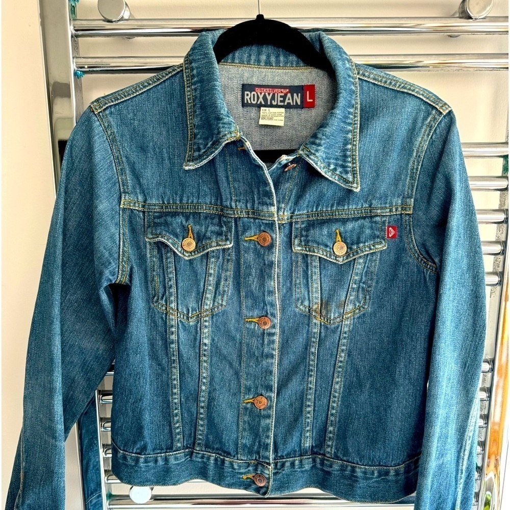 Roxy denim jean jacket size 8, women’s